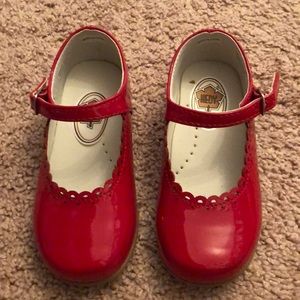 Red Leather Girls Dress Shoes